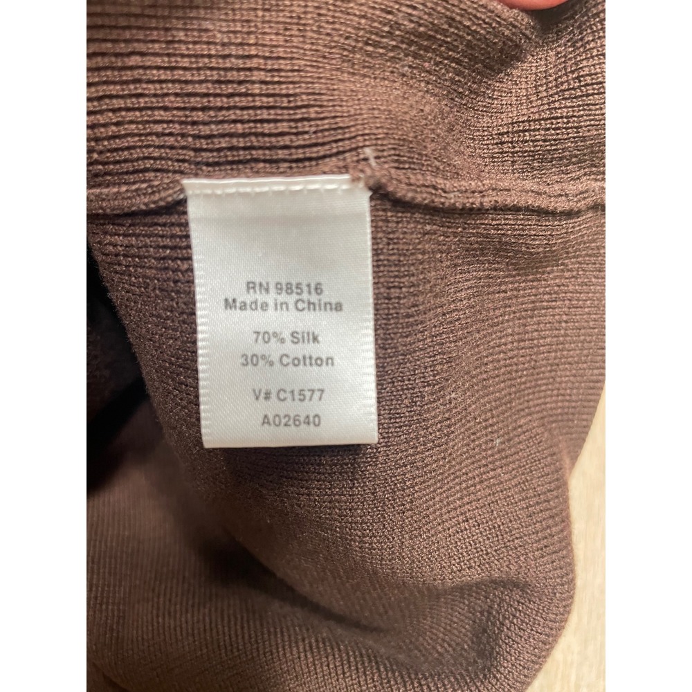 Coldwater Creek Brown Silk Cotton Knit Shell Sleeveless Sweater Top Large - Picture 3 of 8